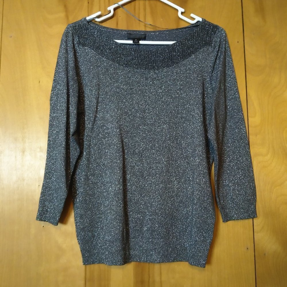WORTHINGTON SIZE MEDIUM GRAY SILVER METALLIC 3/4 SLEEVE PULLOVER SHIRT NEW